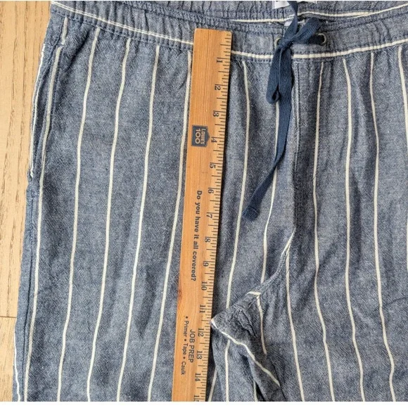 Dash Women's Striped Linen Blend wide leg Cropped Capri pull on‎ Pants Size L - Picture 5 of 10